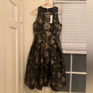 Banana Republic Brown & Gold Floral Midi Dress